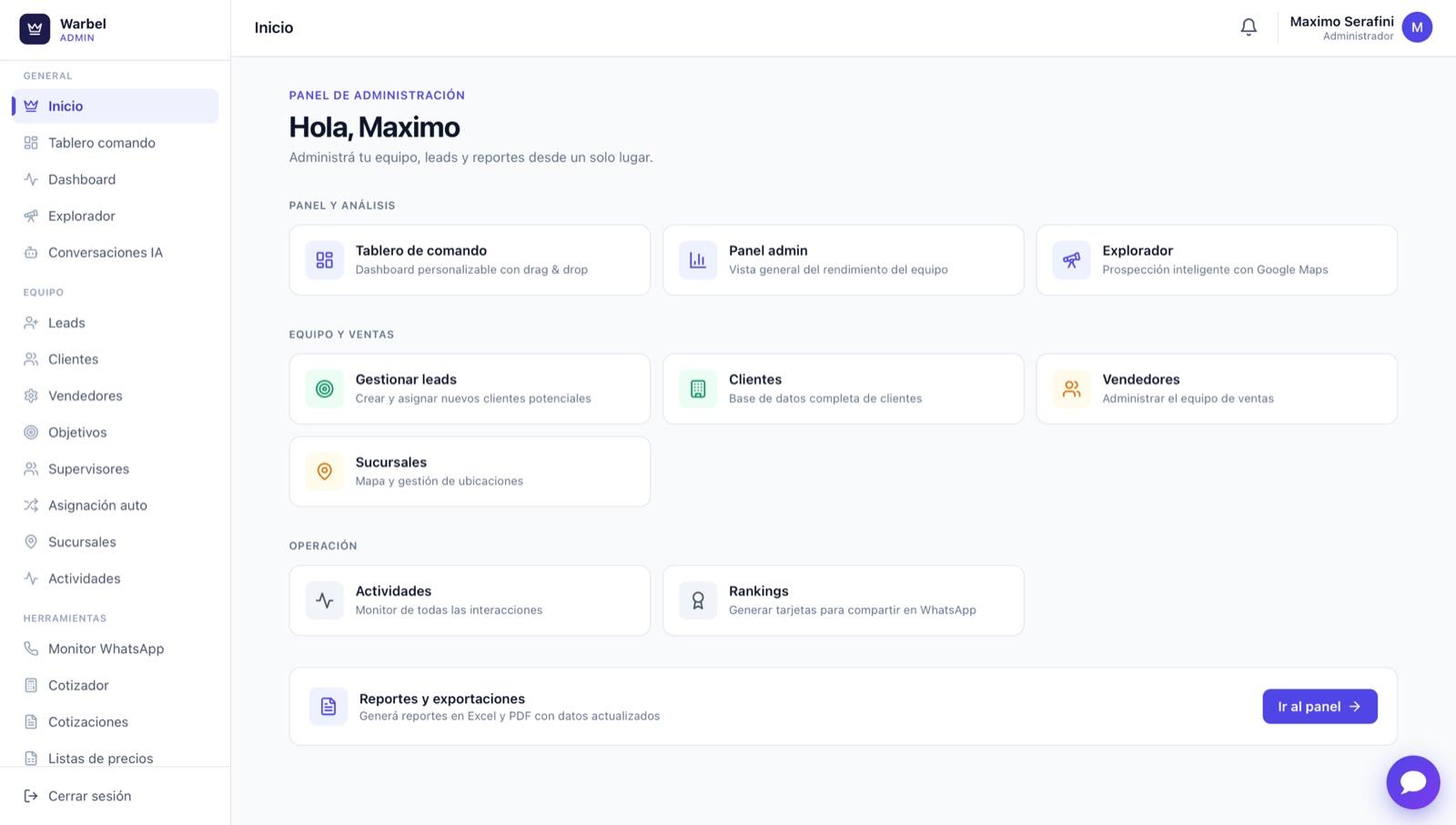 Captura de CRM + RRHH Warbel